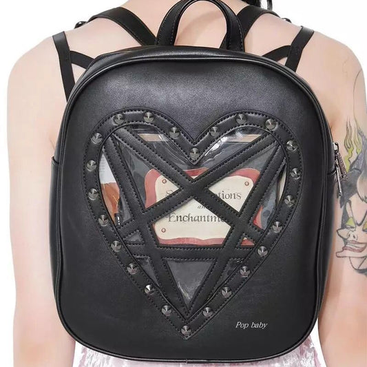 PU Love Shaped Gothic Backpack