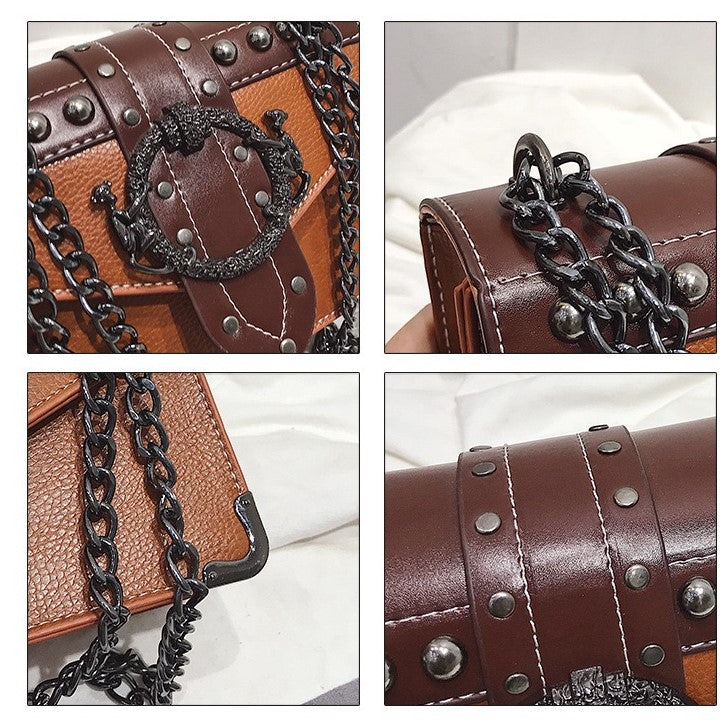 Gothic Embossed Metal Chain Bag