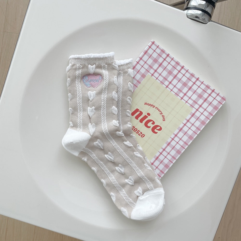 Heart Shaped Embroidered Summer Lolita Socks