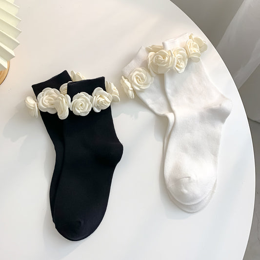 Stereoscopic Handmade Camellia Flower Socks