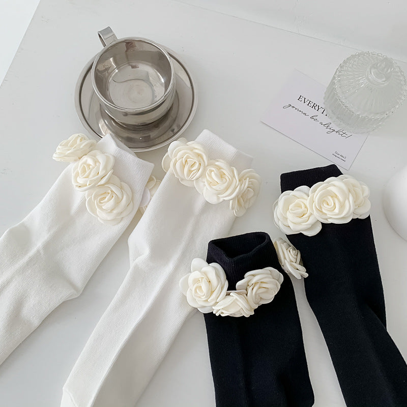 Stereoscopic Handmade Camellia Flower Socks