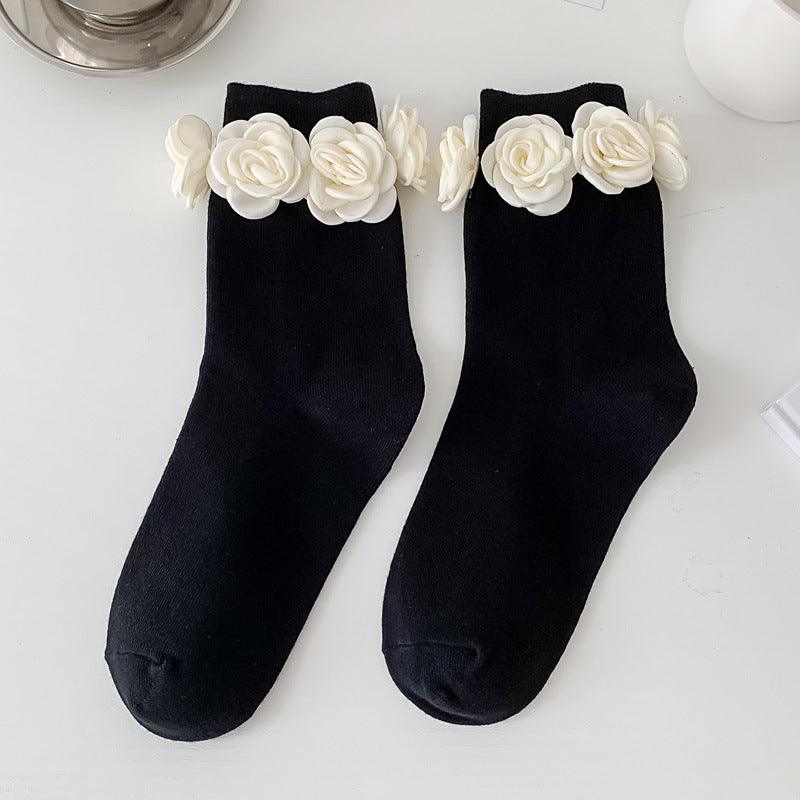 Stereoscopic Handmade Camellia Flower Socks