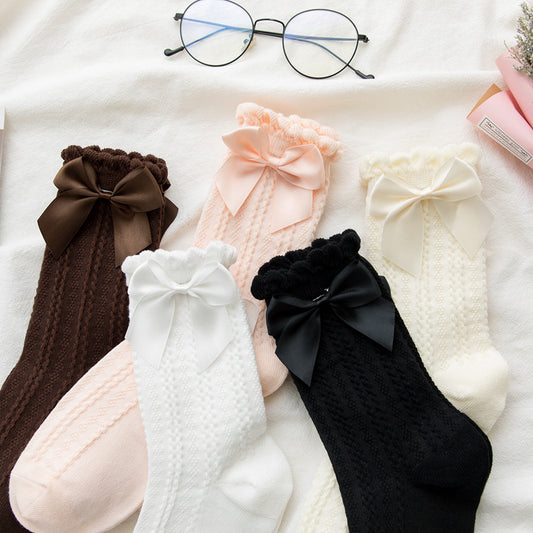 Bow Tie Linen Lace Lolita Socks