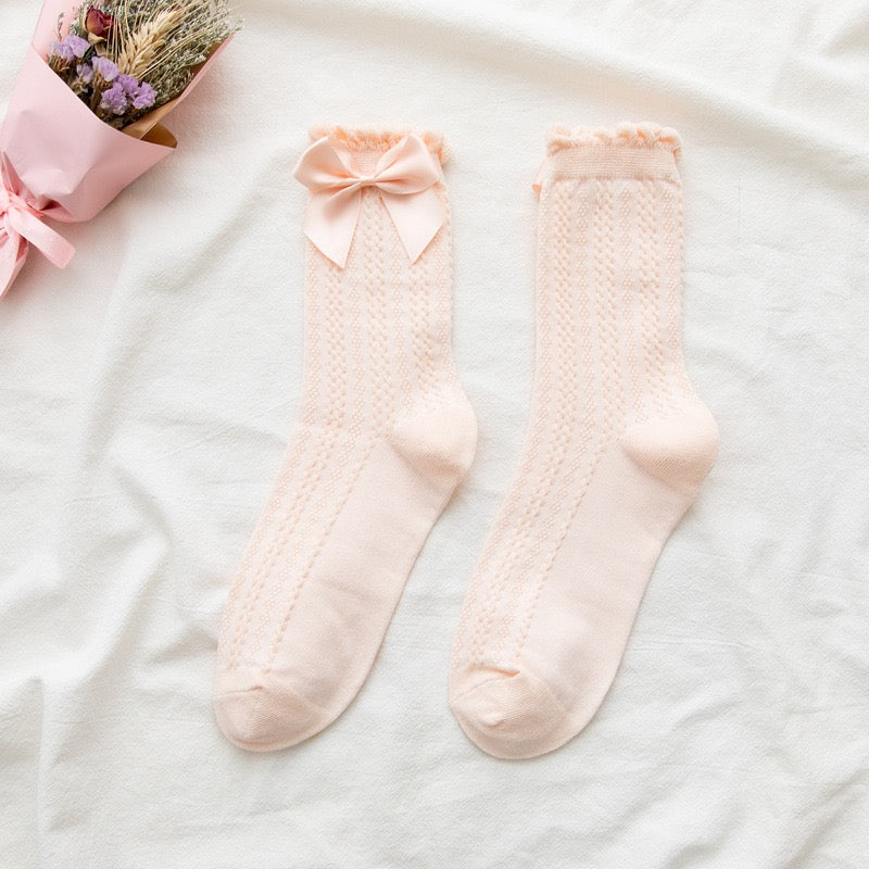 Bow Tie Linen Lace Lolita Socks