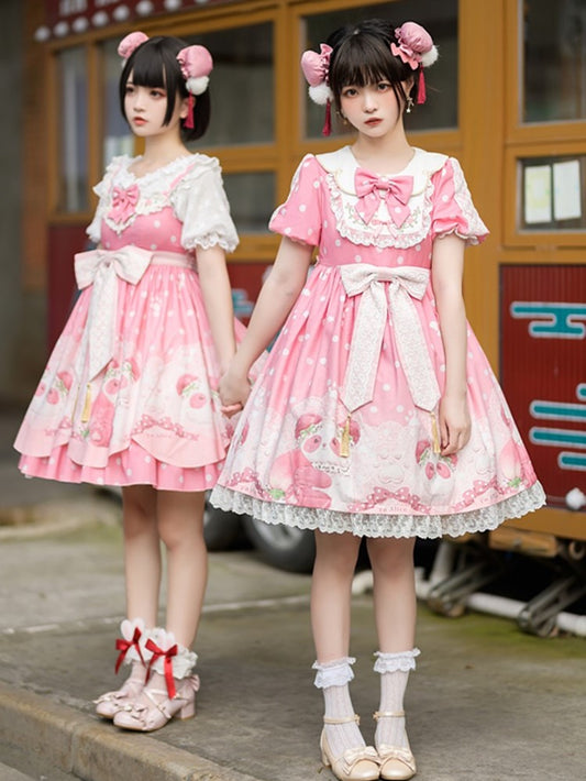 JSK/OP♥ Ready to Ship♥Peach Panda♥ Sweet Lolita Dress JSK/OP