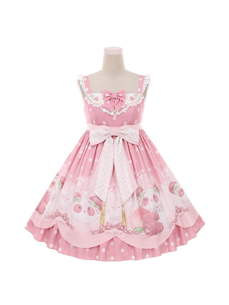 JSK/OP♥ Ready to Ship♥Peach Panda♥ Sweet Lolita Dress JSK/OP – nbsama