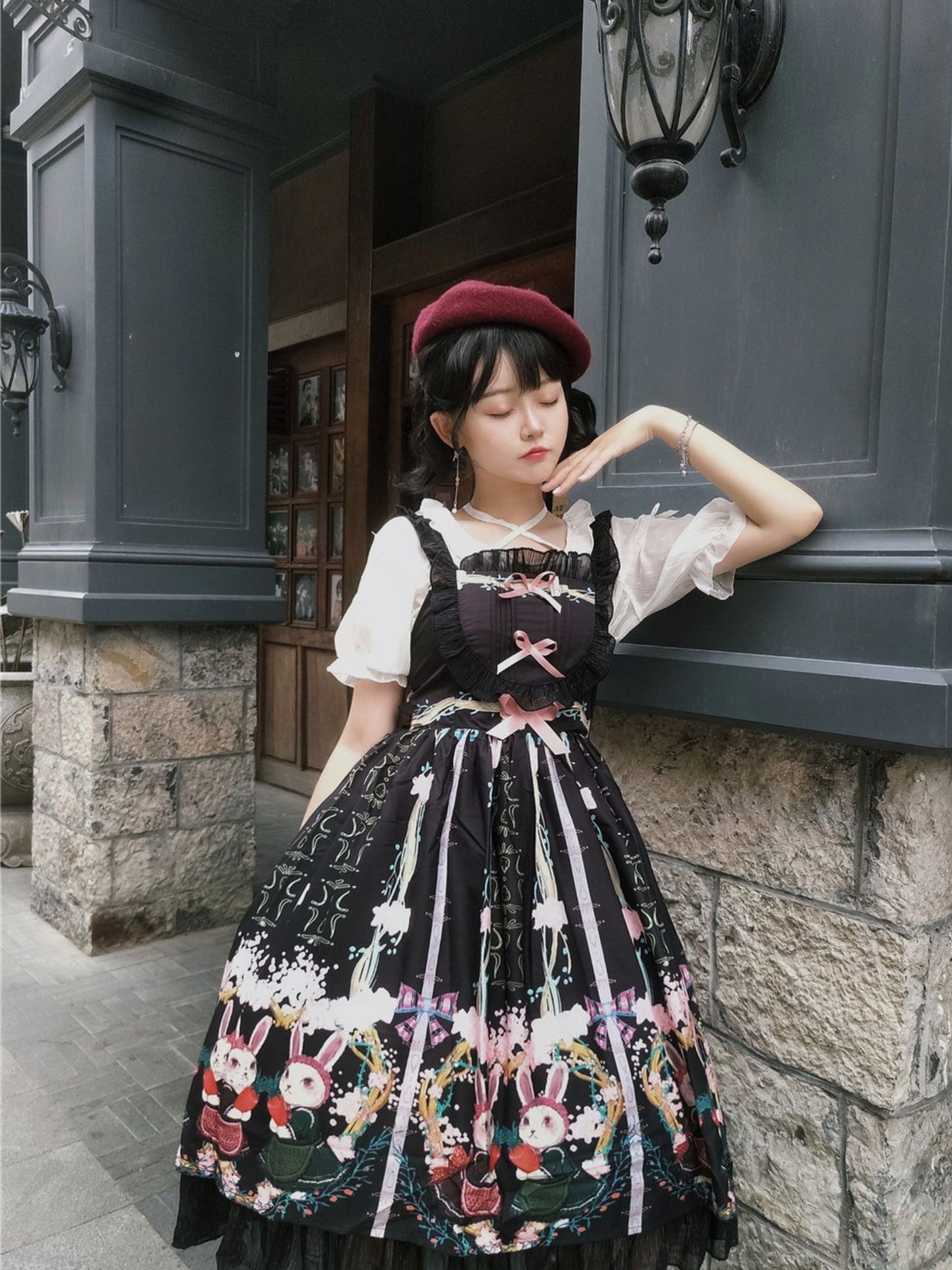 OP&JSK Dress♥Ready to Ship♥ Picnic Bunny ♥Sweet Lolita Dress