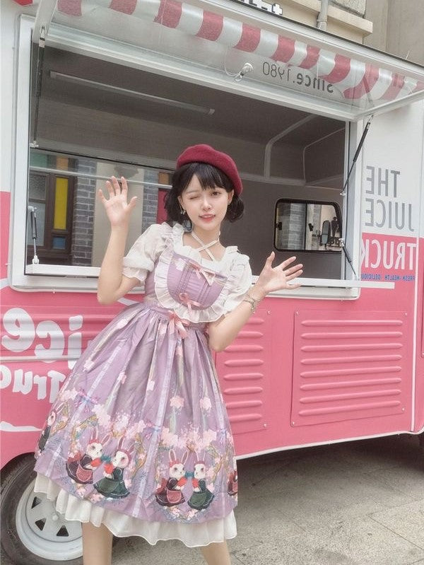 OP&JSK Dress♥Ready to Ship♥ Picnic Bunny ♥Sweet Lolita Dress