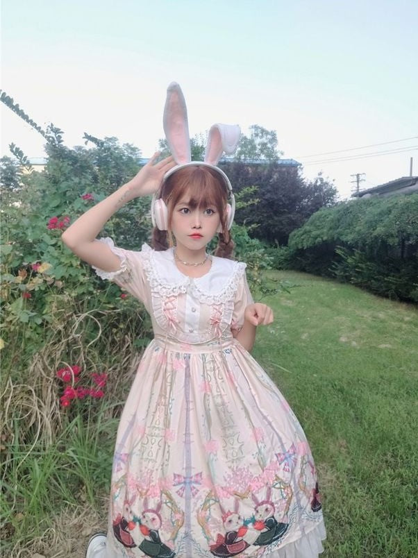 OP&JSK Dress♥Ready to Ship♥ Picnic Bunny ♥Sweet Lolita Dress