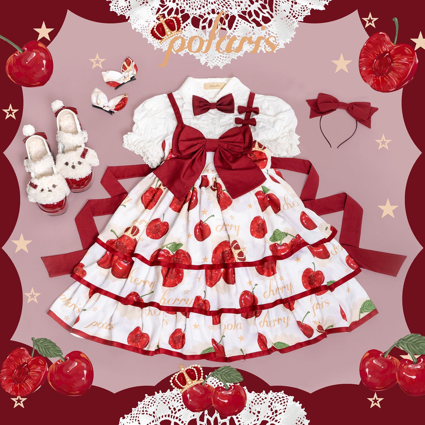 JSK♥ Ready to Ship♥Cherry Crown♥ Sweet Lolita Dress JSK