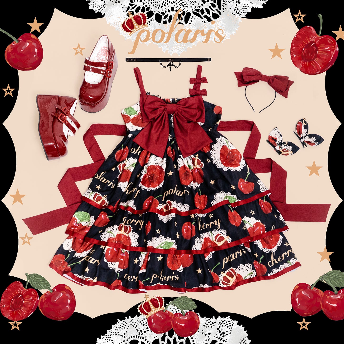 JSK♥ Ready to Ship♥Cherry Crown♥ Sweet Lolita Dress JSK
