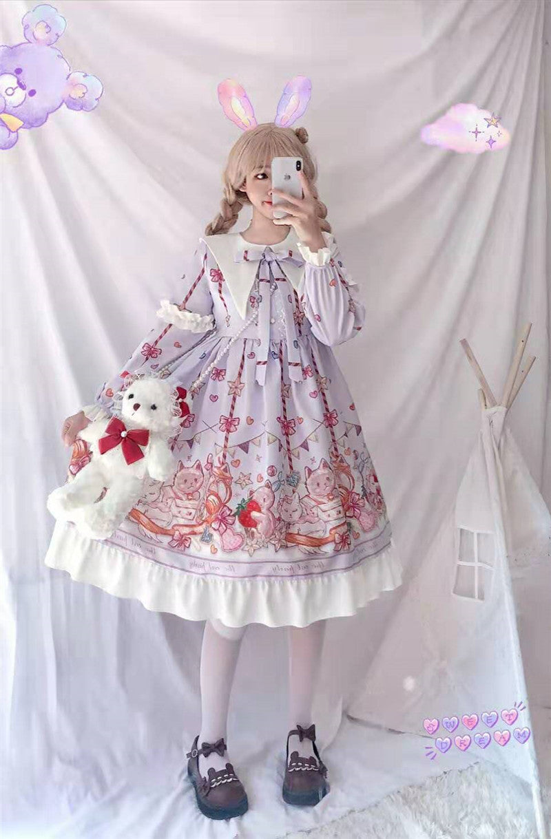 OP Dress♥Ready to Ship♥ Sweet Lolita Long Sleeve Dress Kitty Party