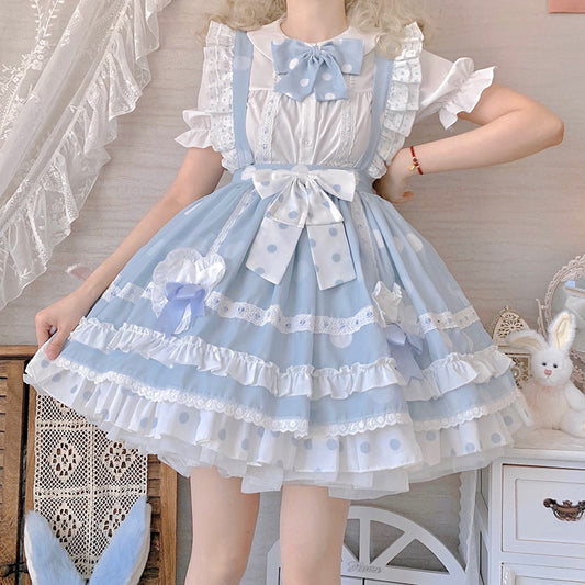 SK♥Presale 4 weeks ♥Red Wave Dot ♥ Sweet Lolita Dress SK