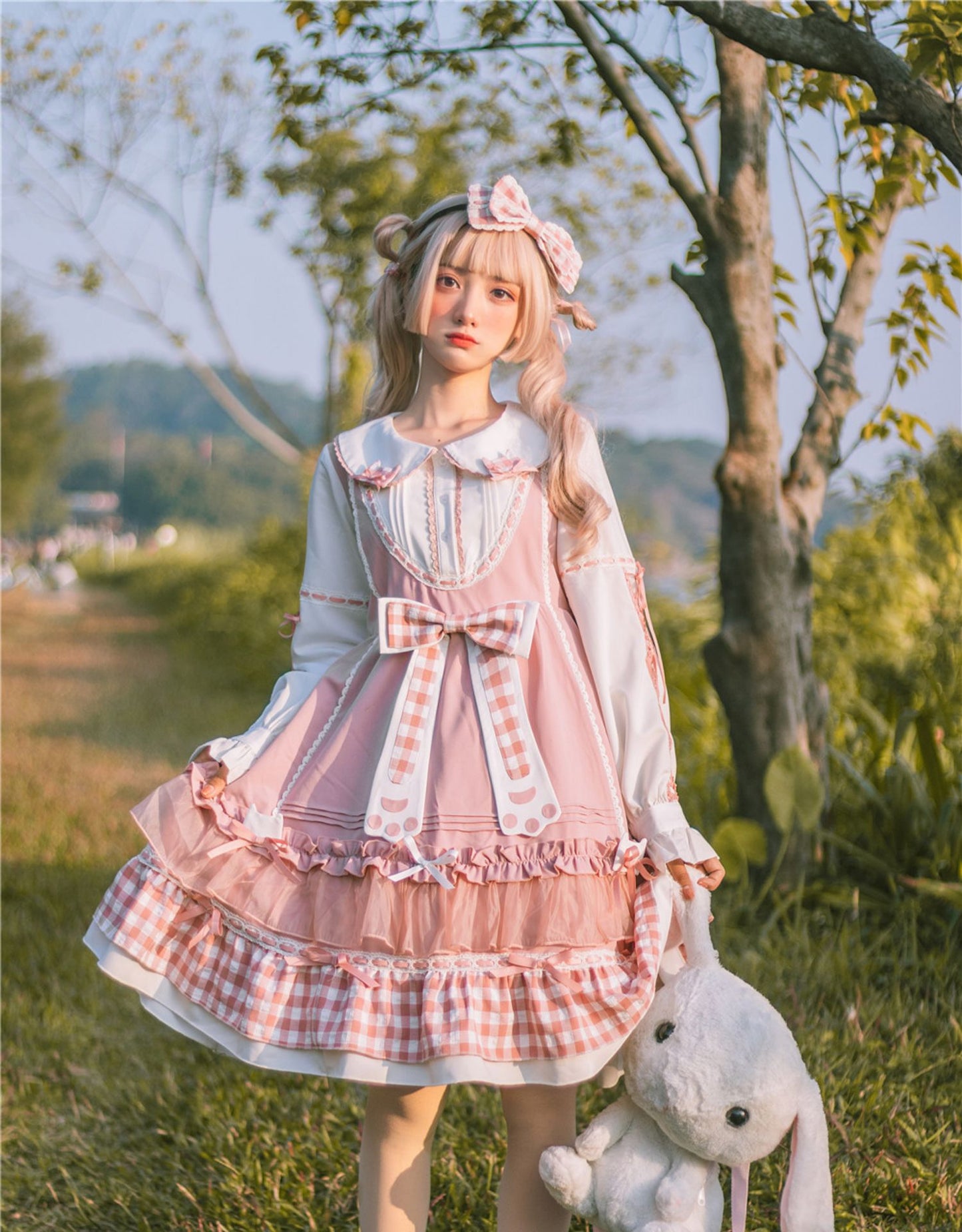 OP&JSK Dress♥Ready to Ship♥Plaid Kitty ♥Sweet Lolita Dress