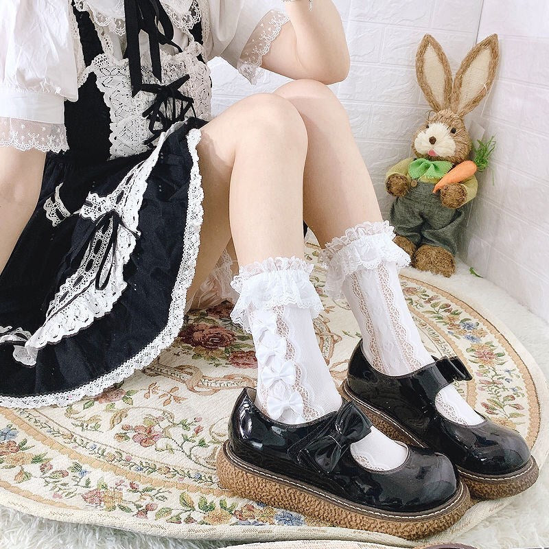 White Lace Lolita Short Socks