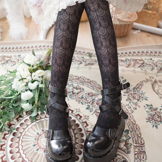 Black & White Lace Lolita Pantyhose