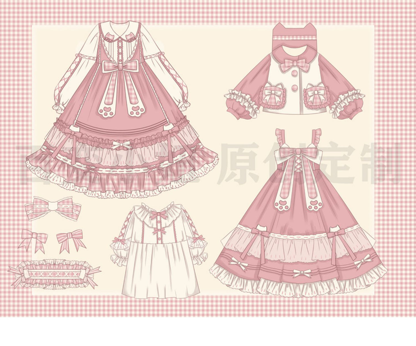 OP&JSK Dress♥Ready to Ship♥Plaid Kitty ♥Sweet Lolita Dress