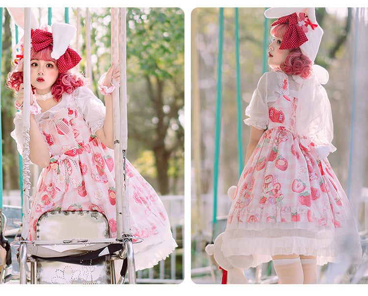 JSK ♥Ready to Ship♥Strawberry Kitty♥ Sweet Lolita JSK Dress