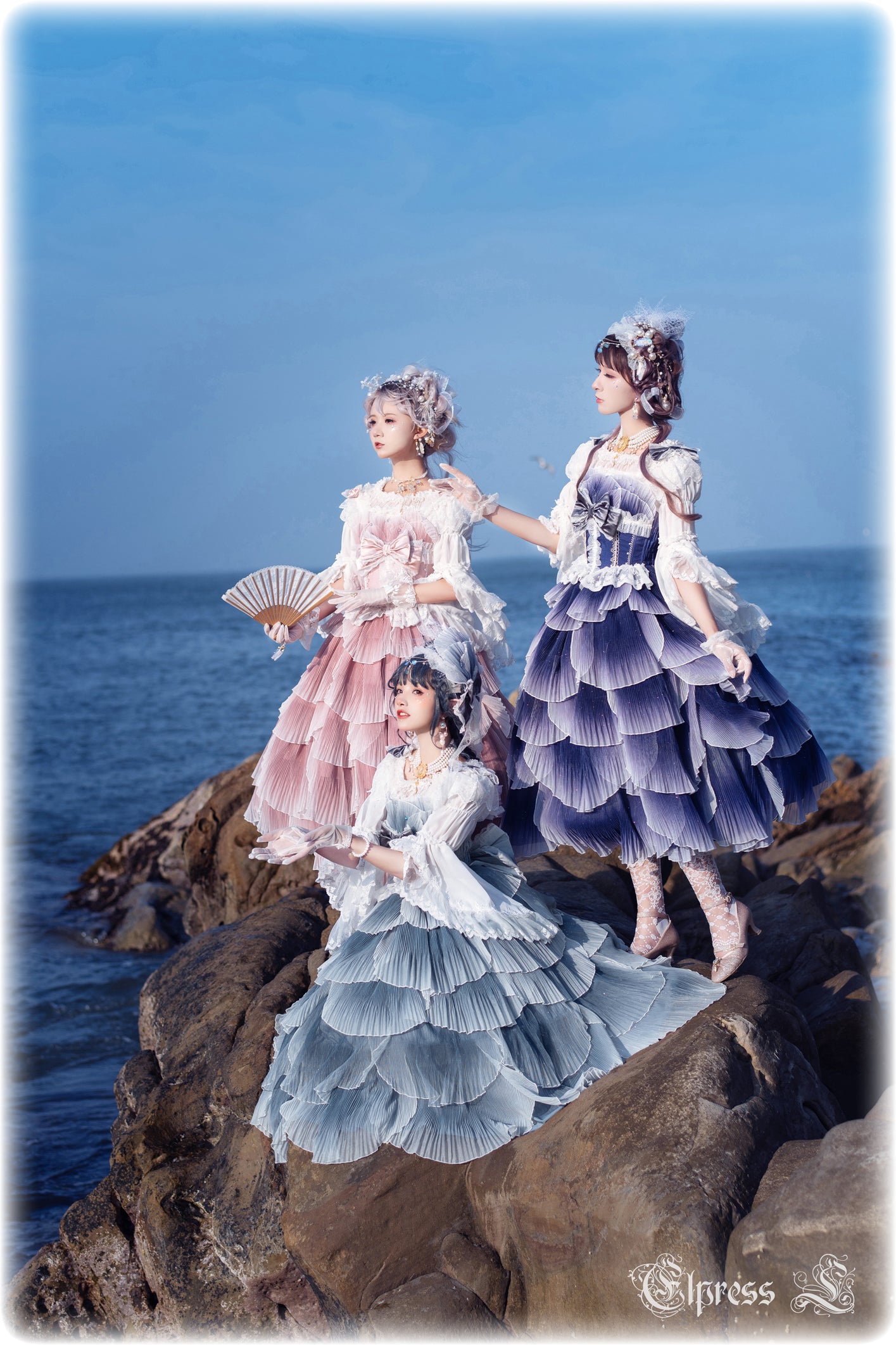 JSK Set♥Ready to Ship♥Fish Scale♥Elegant Hime Lolita Dress