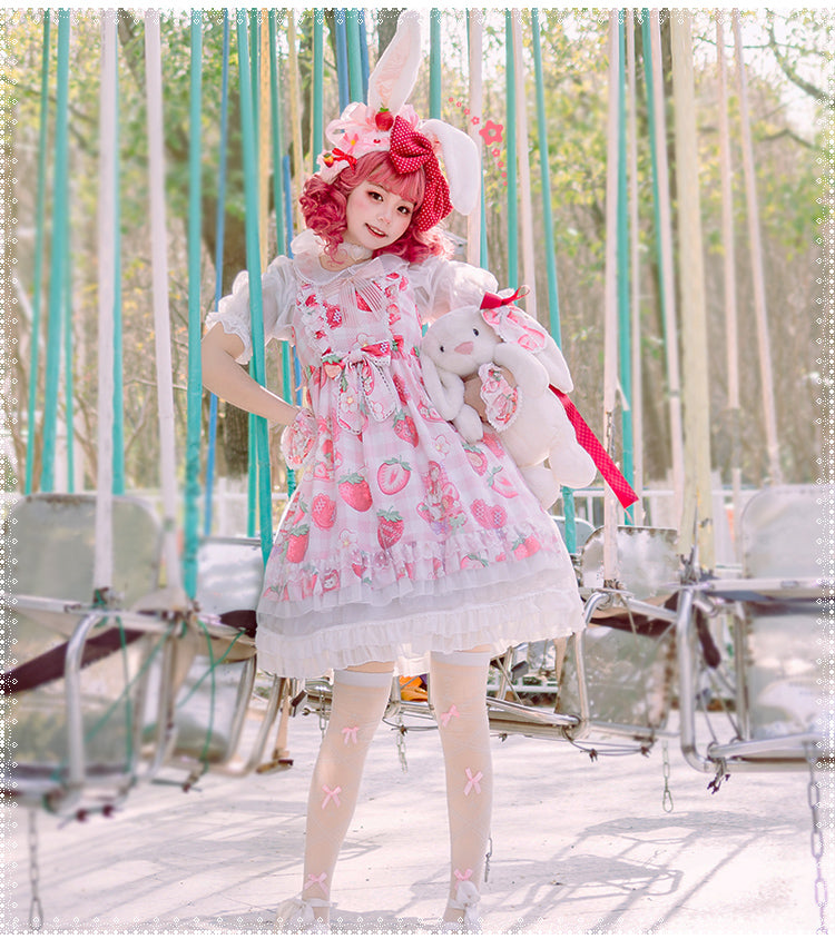 JSK ♥Ready to Ship♥Strawberry Kitty♥ Sweet Lolita JSK Dress
