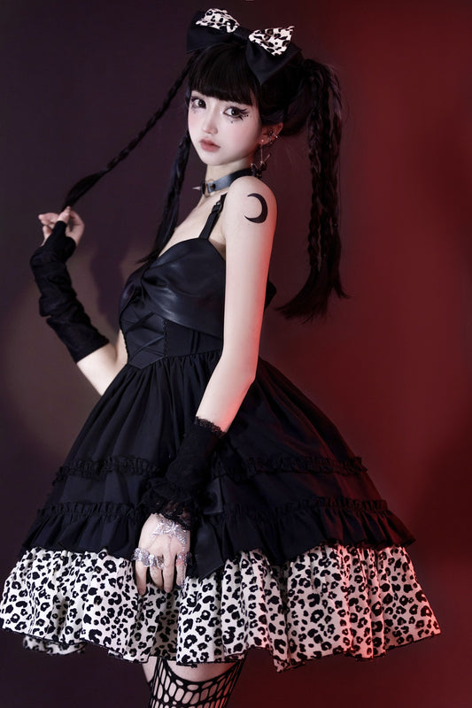 JSK♥ Ready to Ship♥Little Leopard ♥Sweetheart Neckline Punk Lolita Dress JSK