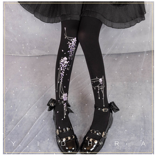 Wisteria Lolita Tights By Yidhra