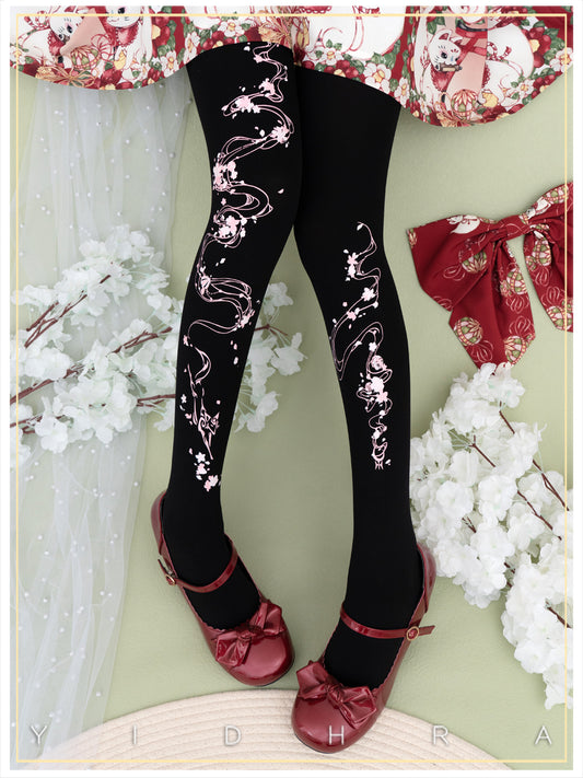 Fox & Sakura Tea Lolita Tights By Yidhra