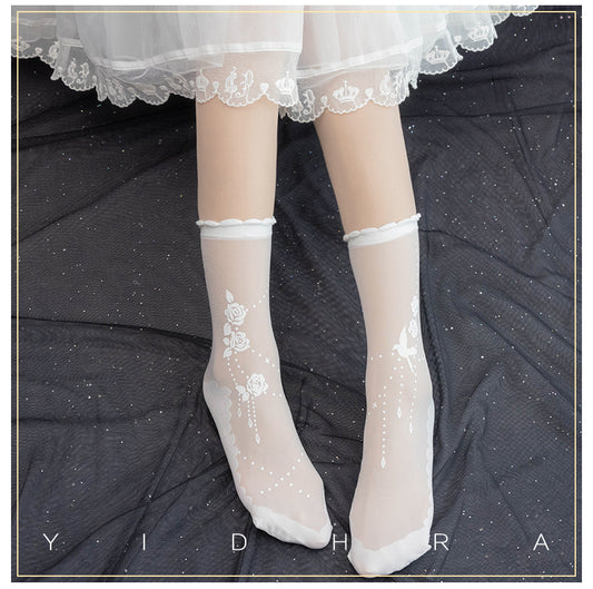 Nightingale And Rose Lolita Short Socks By Yidhra