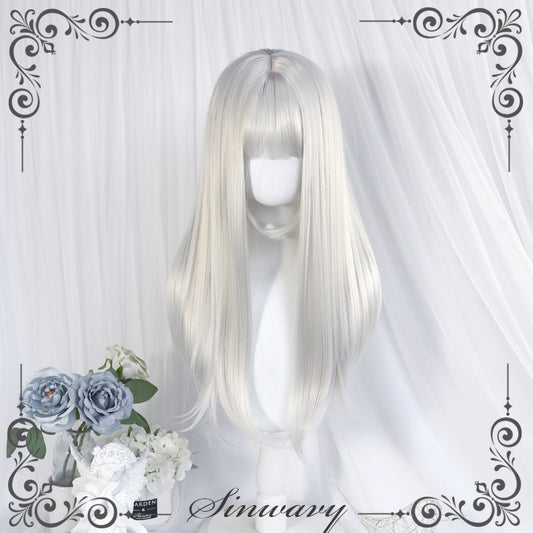 Pure White Long Lolita Synthetic Wig