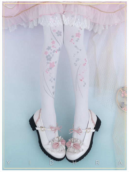 Peach Blossom Fragrance Lolita Tights By Yidhra