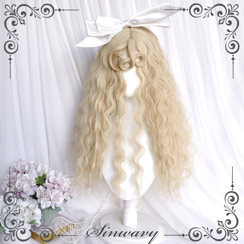 Lolita Vintage Fluffy Wool curly Banged Wig