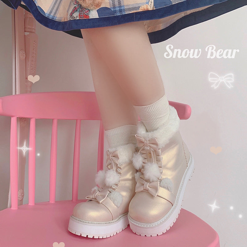 Fluffy Round Toe Kawaii Lolita Boots