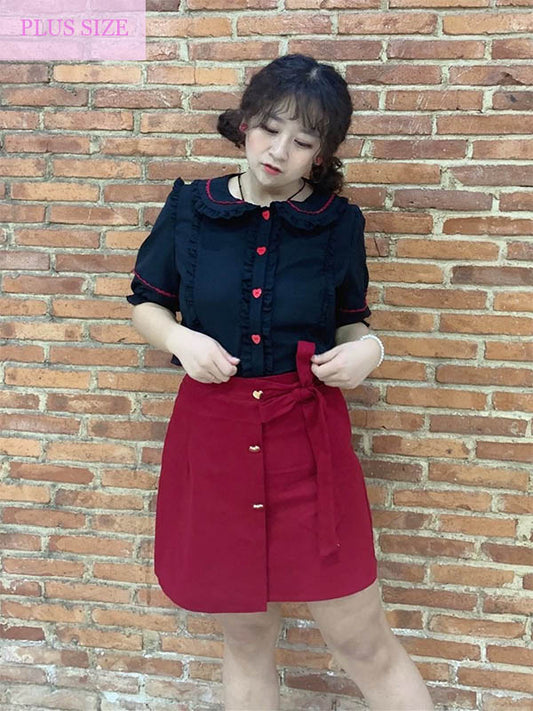 Doll Collar Short Sleeve Lace Blouse