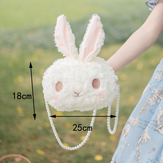 Lolita rabbit bag plush pearl chain bag