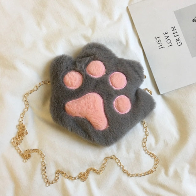 Cute Lolita Bear Paw Chain Zipper Shoulder Bag