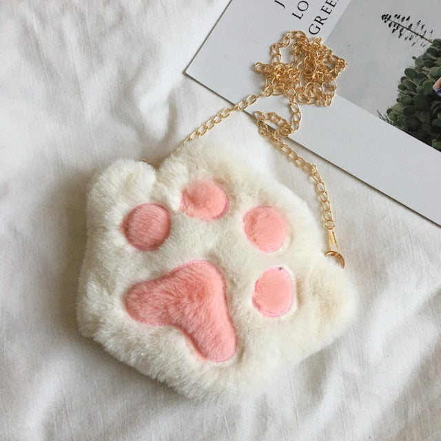 Cute Lolita Bear Paw Chain Zipper Shoulder Bag