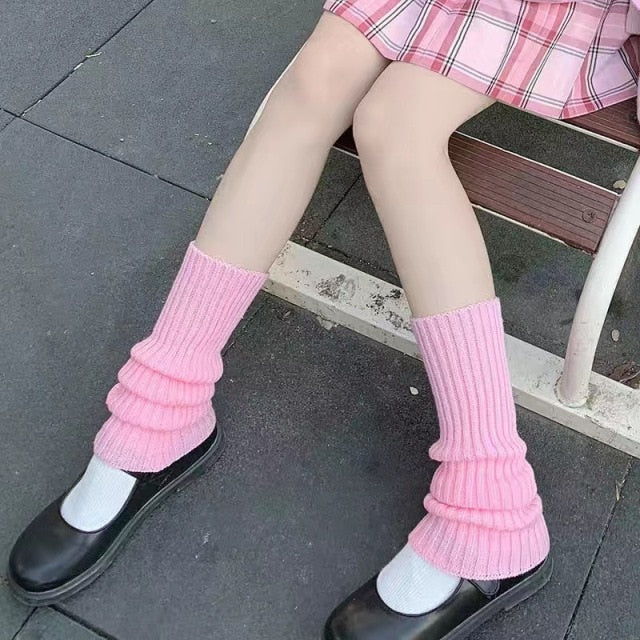 Lolita style Loose Boots Solid Color Knit Winter Leg Warmers Sock – nbsama