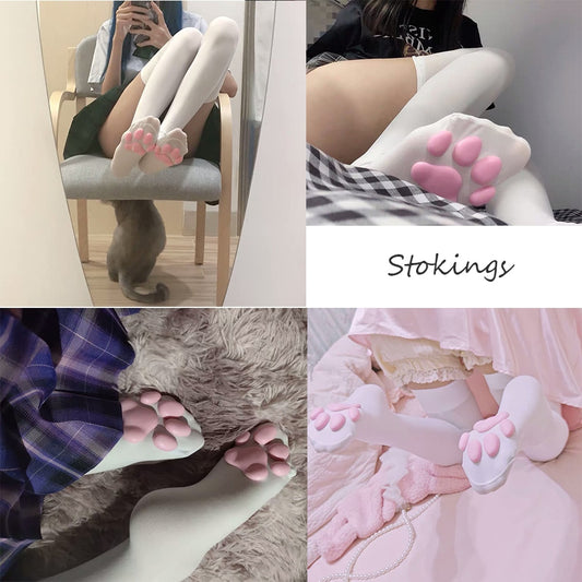 Lolita Cat Paw Stockings Kawaii 3D Cat Claw Thigh High Socks