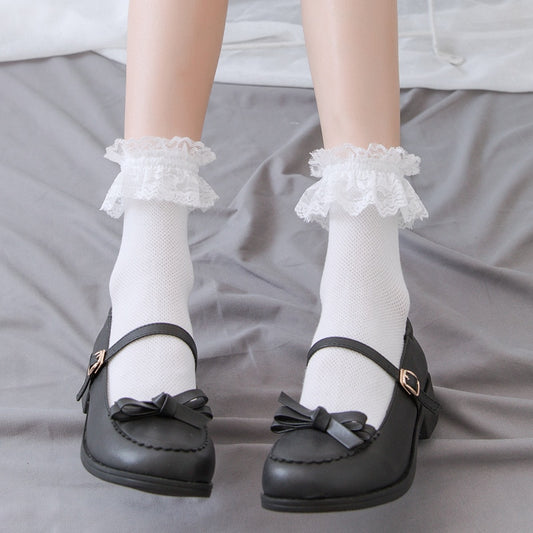 Lolita Lace Socking Sweet Retro Frilly Ruffle Cotton Princess Socks