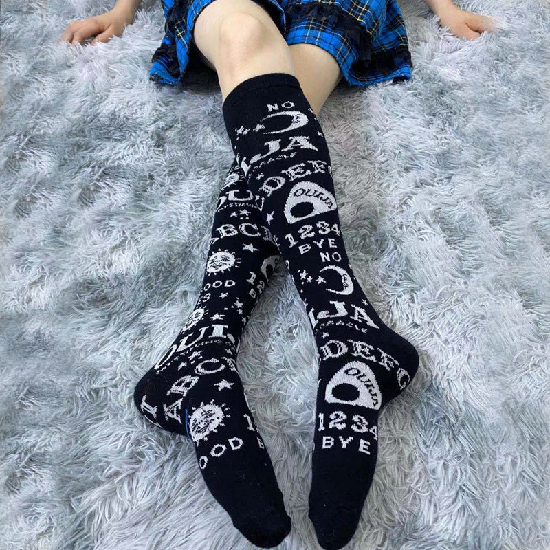 Gothic Lolita Dark Skeleton Pattern Knee Socks