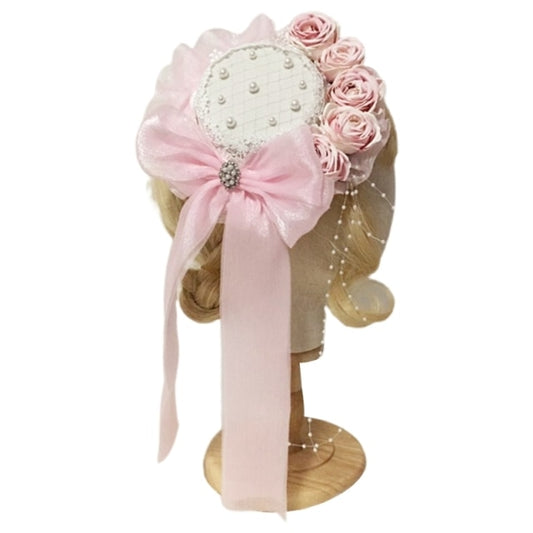 Sweet Lolita Pearl Beaded Mini Lace Top Hat