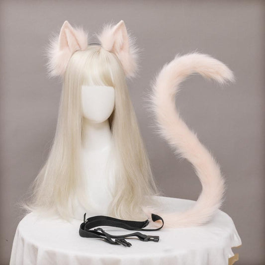 Plush Cat Ears Realistic Lolita Headband Cat Tail