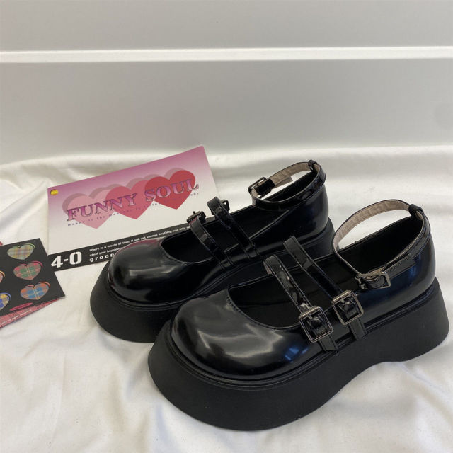 Lolita Shoes Buckle Strap Girls Cosplay Platform Heels Shoes