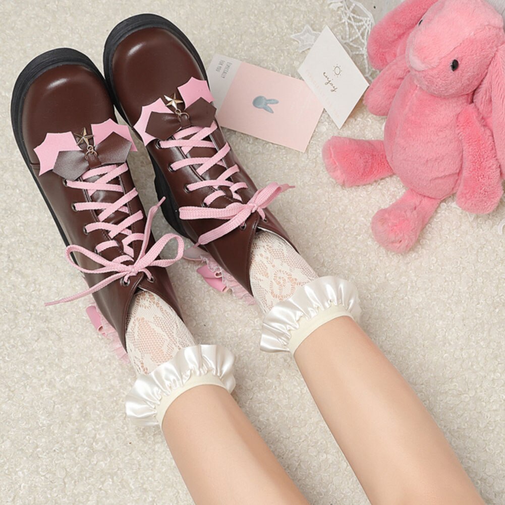 Big Size Comfy Walking Sweet Lovely Lolita Cossplay Cross Tied Shoes