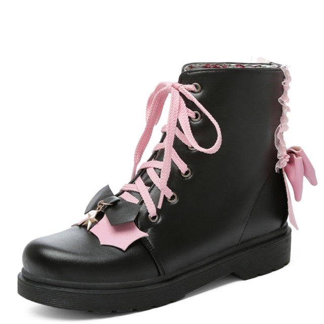 Big Size Comfy Walking Sweet Lovely Lolita Cossplay Cross Tied Shoes