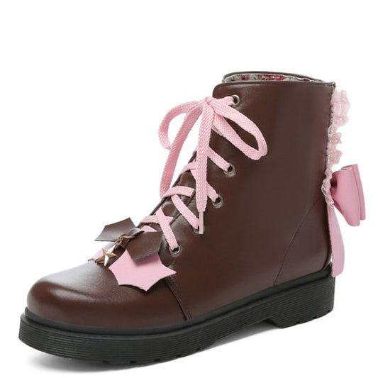 Big Size Comfy Walking Sweet Lovely Lolita Cossplay Cross Tied Shoes